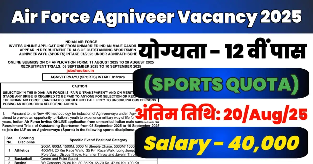 Indian Air Force Agniveer (Sports Quota) Recruitment 2025